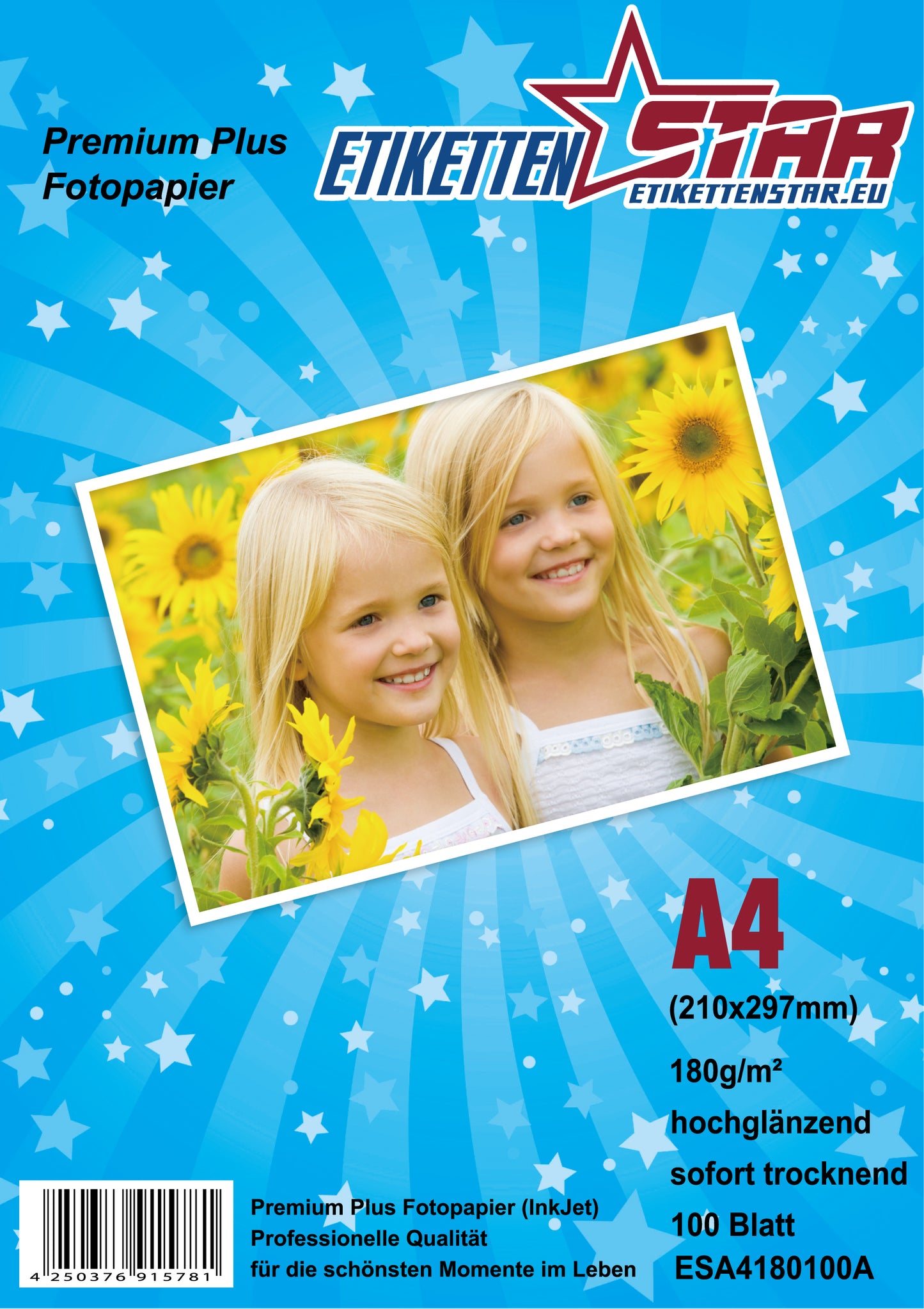 100 Blatt A4 180g/m² Fotopapier HGlossy+wasserfest von EtikettenStar