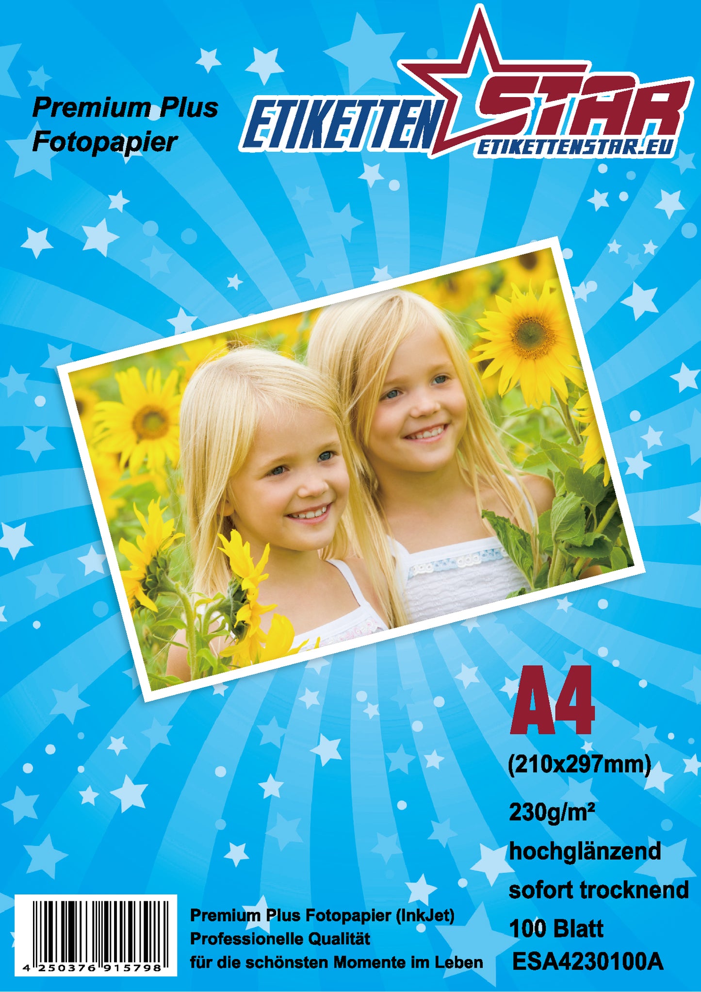 100 Blatt A4 230g/m² Fotopapier HGlossy+wasserfest von EtikettenStar