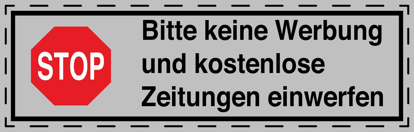 1x Keine Werbung Aufkleber silber-matt, wetterfest LO-KWE-2000-SI