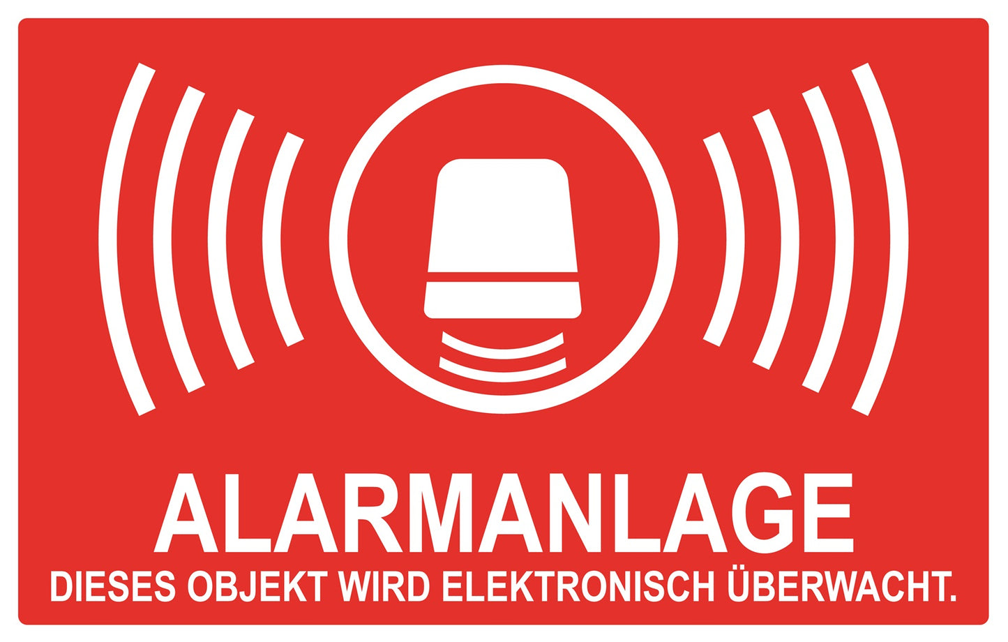 Alarmaufkleber 10-30 cm LO-ALARM-4000 Material: PVC-Plastik weiß