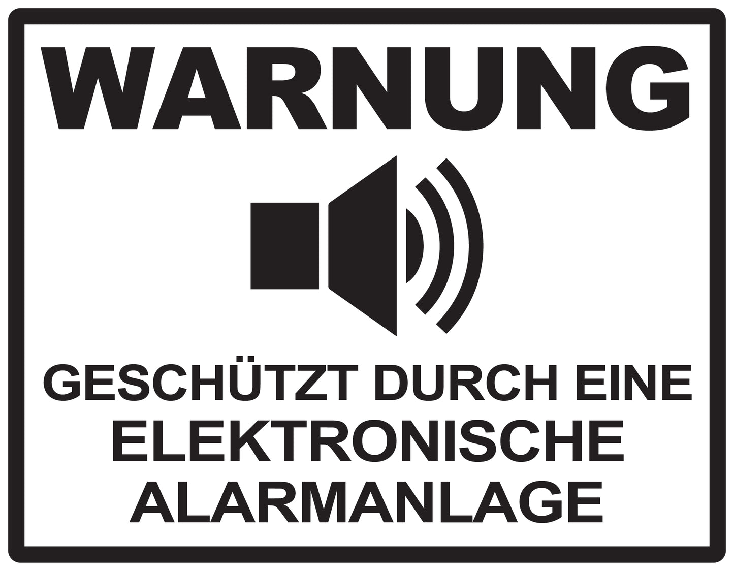 Alarmaufkleber 10-30 cm LO-ALARM-H-10000-88 Material: PVC-Plastik weiß schwarz