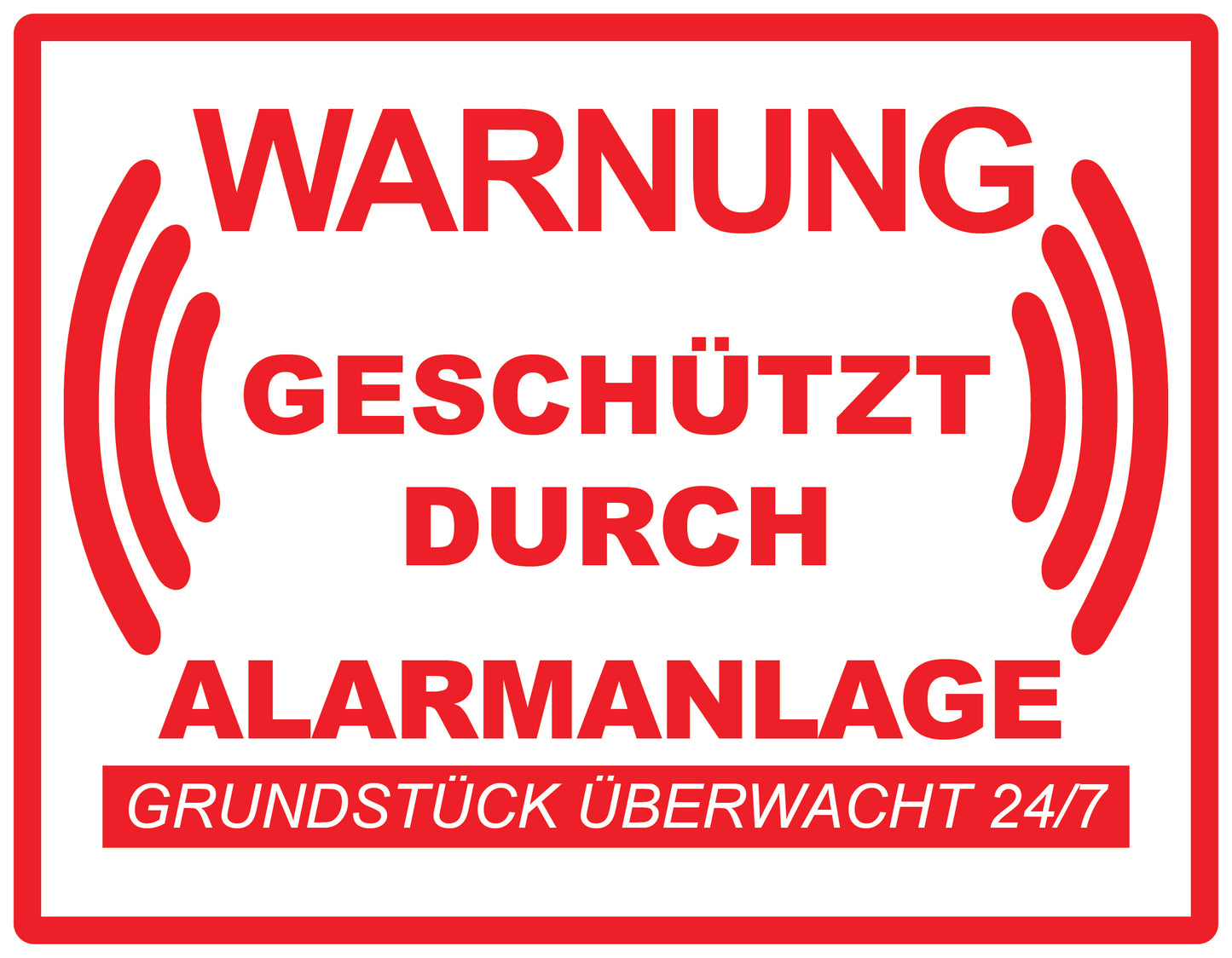 Alarmaufkleber 10-30 cm LO-ALARM-H-10200-0 Material: PVC-Plastik weiß