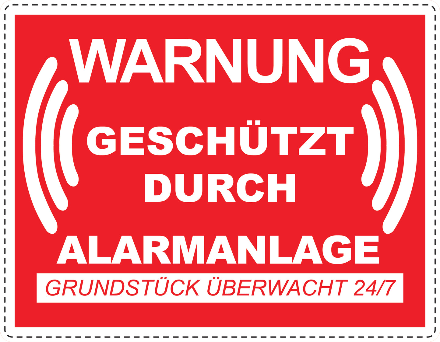 Alarmaufkleber 10-30 cm LO-ALARM-H-10200-14 Material: PVC-Plastik weiß