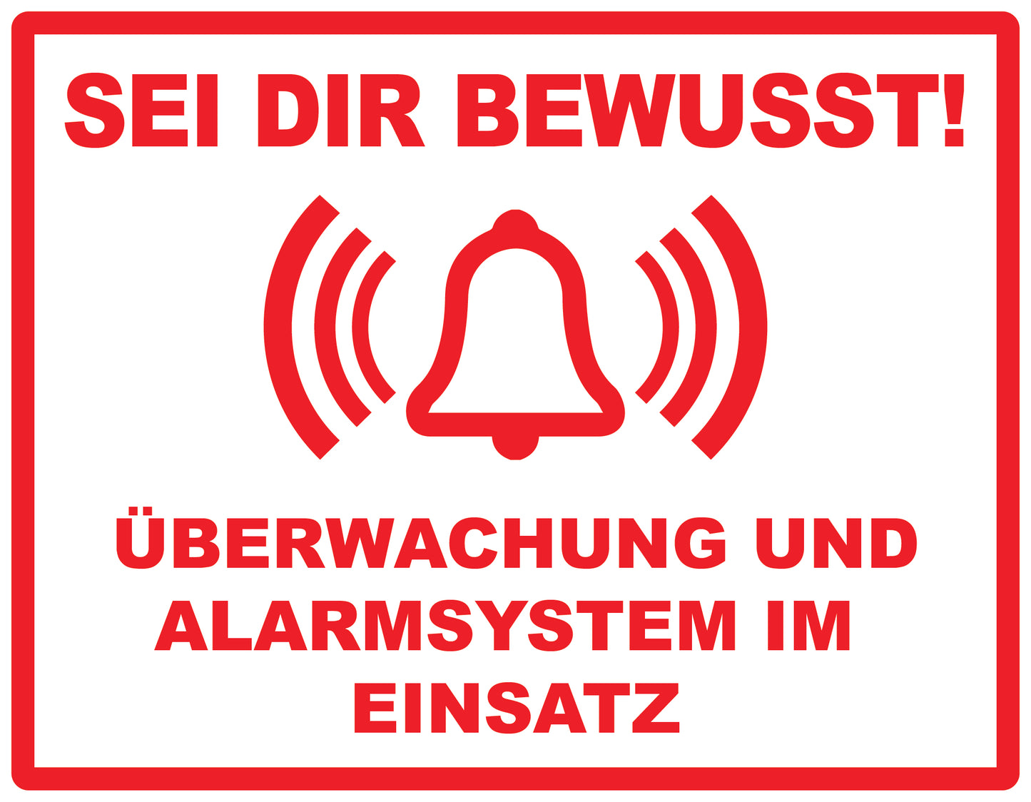 Alarmaufkleber 10-30 cm LO-ALARM-H-10800-0 Material: PVC-Plastik weiß