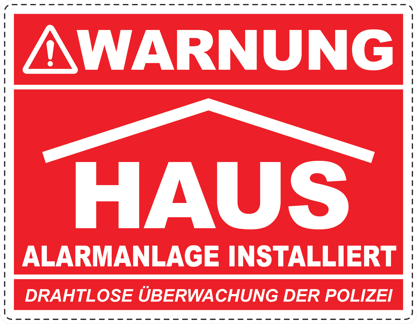 Alarmaufkleber 10-30 cm LO-ALARM-H-11300-14 Material: PVC-Plastik rot weiß