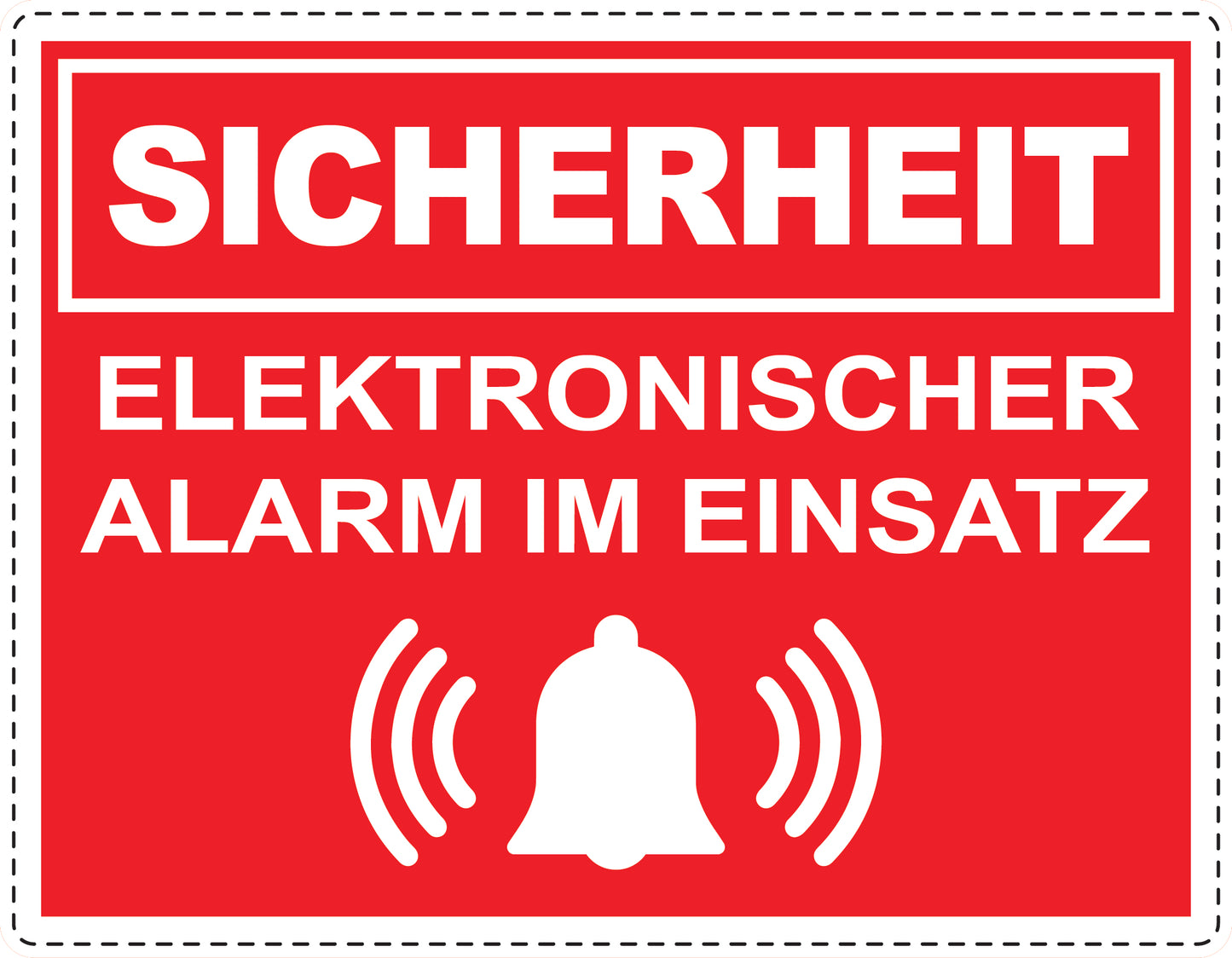Alarmaufkleber 10-30 cm LO-ALARM-H-11900-14 Material: PVC-Plastik weiß