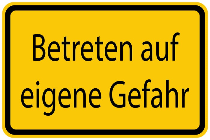 Baustellenaufkleber "Betreten auf eigene Gefahr" gelb LO-BAU-1030