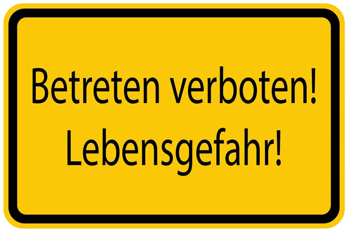 Baustellenaufkleber "Betreten verboten! Lebensgefahr!" gelb LO-BAU-1040