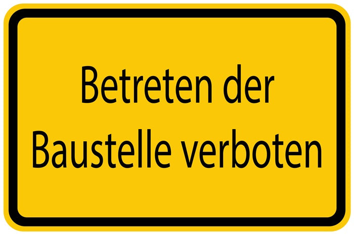 Baustellenaufkleber "Betreten der Baustelle verboten" gelb LO-BAU-1060