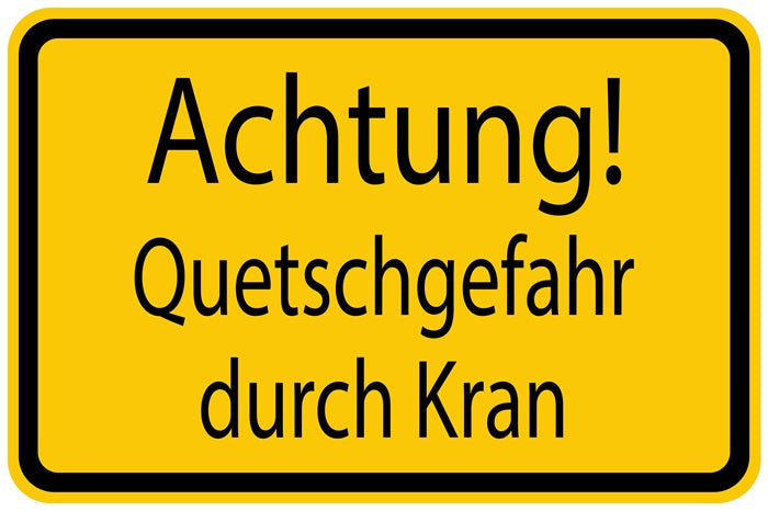 Baustellenaufkleber "Achtung! Quetschgefahr durch Kran" LO-BAU-1210