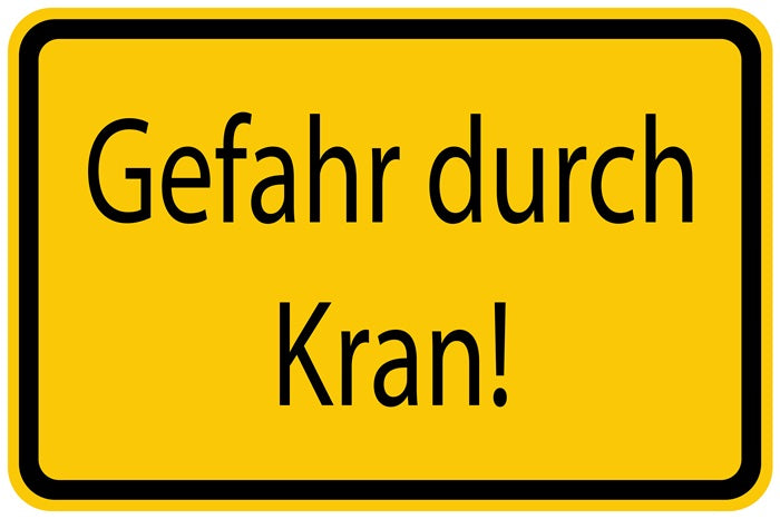 Baustellenaufkleber "Gefahr durch Kran!" gelb LO-BAU-1300