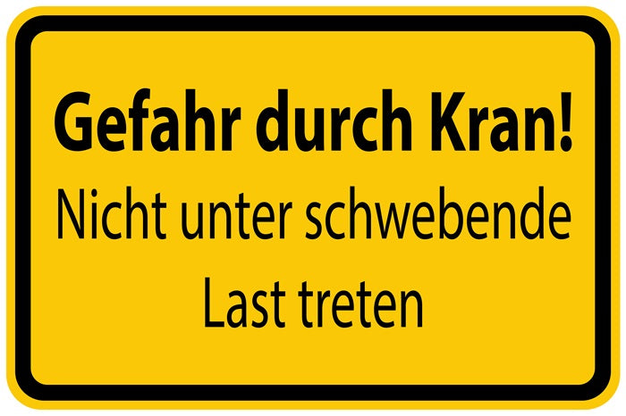 Baustellenaufkleber "Gefahr durch Kran!" gelb LO-BAU-1310