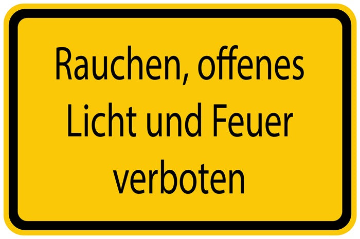 Baustellenaufkleber "Rauchen, offenes Licht und Feuer verboten" gelb LO-BAU-1340