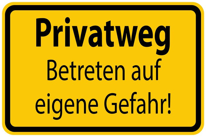 Baustellenaufkleber "Privatweg Betreten auf eigene Gefahr!" gelb LO-BAU-1380