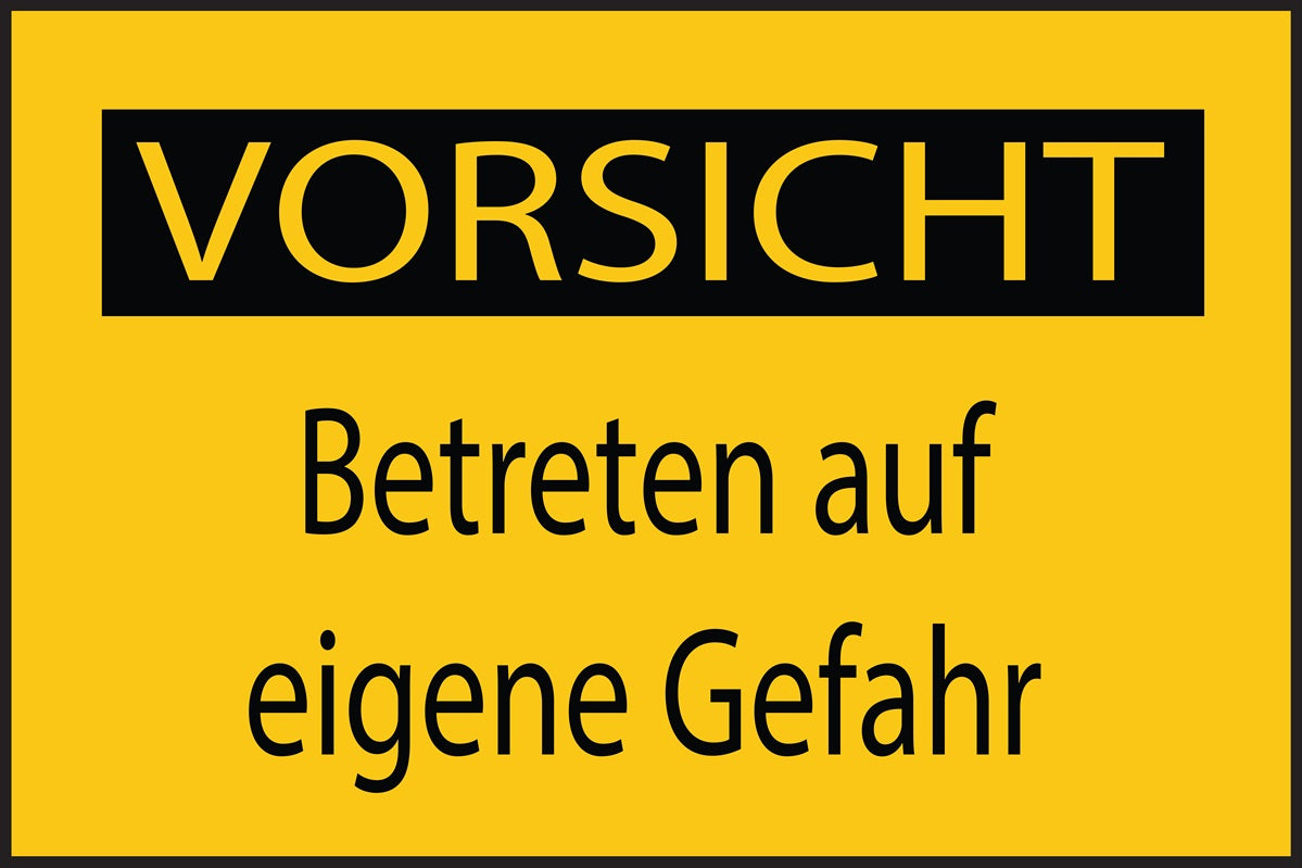 Baustellenaufkleber "Vorsicht Betreten auf eigene Gefahr" gelb LO-BAU-1580