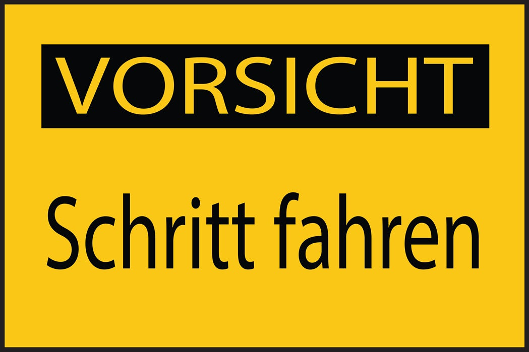 Baustellenaufkleber "Vorsicht Schritt fahren" gelb LO-BAU-1640