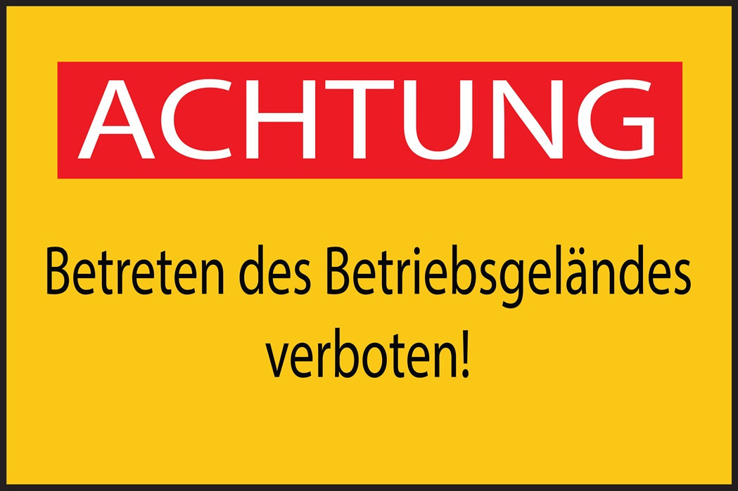 Baustellenaufkleber "Achtung Betreten des Betriebsgeländes verboten" LO-BAU-1750