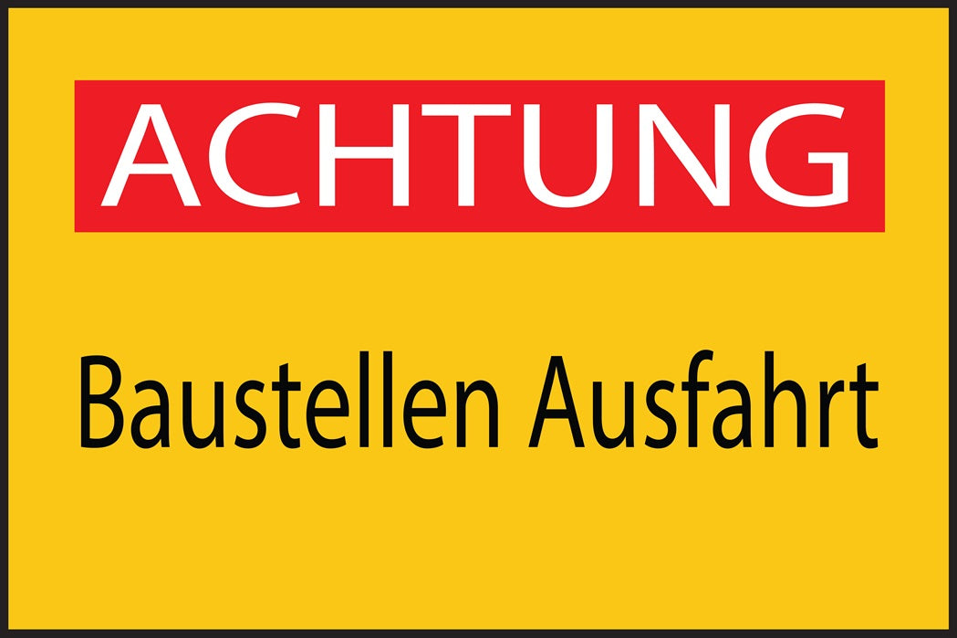 Baustellenaufkleber "Achtung Baustellen Ausfahrt" LO-BAU-1790