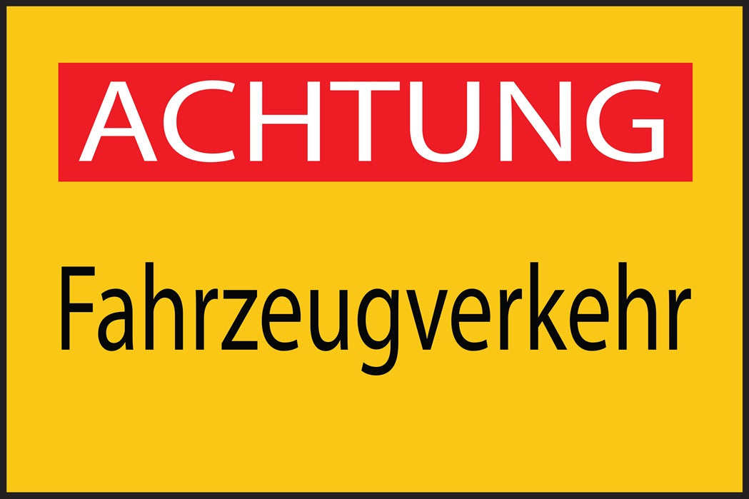 Baustellenaufkleber "Achtung Fahrzeugverkehr" LO-BAU-1830
