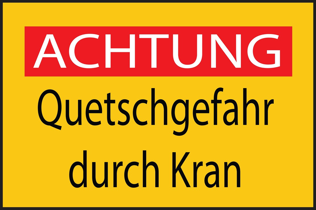 Baustellenaufkleber "Achtung Quetschgefahr durch Kran" LO-BAU-1840
