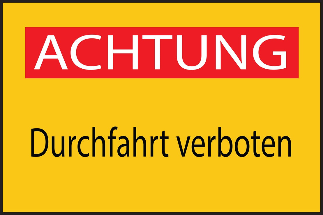 Baustellenaufkleber "Achtung Durchfahrt verboten" LO-BAU-1870