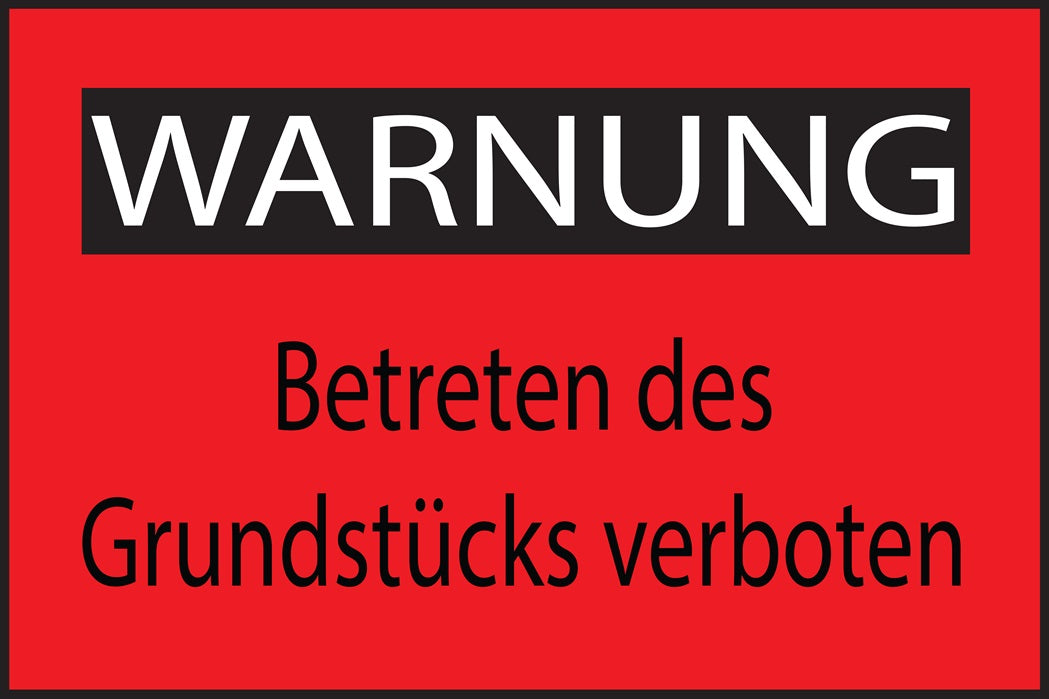 Baustellenaufkleber "Warnung Betreten des Grundstücks verboten" rot LO-BAU-1990