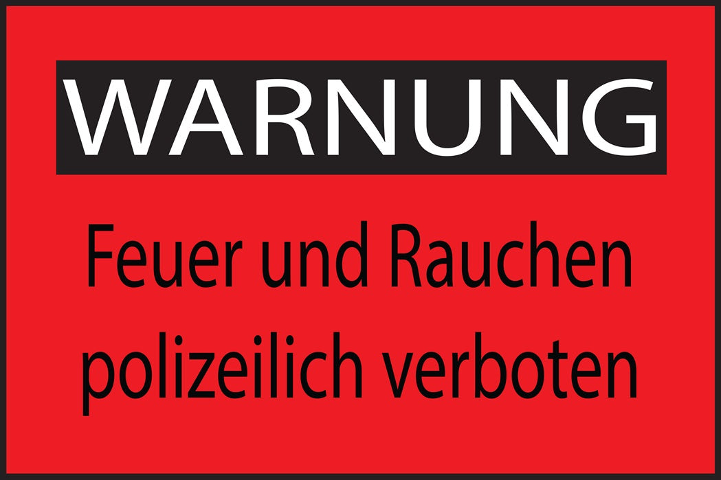 Baustellenaufkleber "Warnung Feuer und Rauchen polizeilich verboten" rot LO-BAU-2000