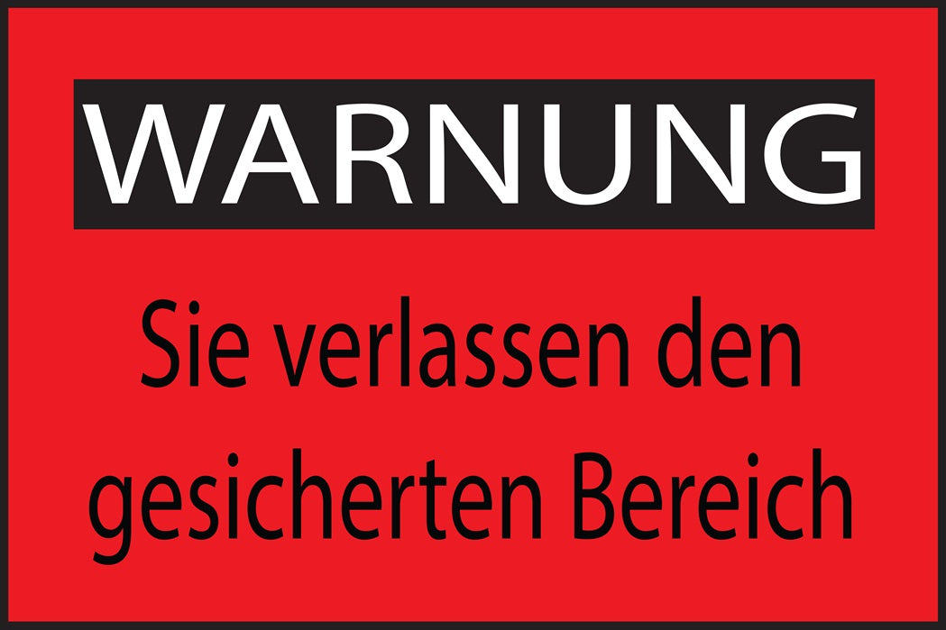 Baustellenaufkleber "Warnung Sie verlassen den gesicherten Bereich" gelb LO-BAU-2030