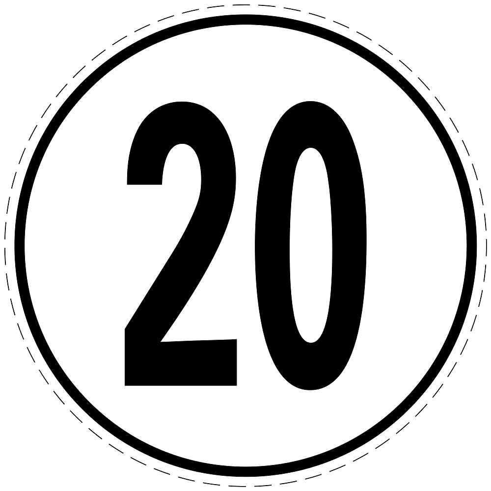 Geschwindigkeitsschild 20 kmh nach § 58StVZO LO-CAR5000-20