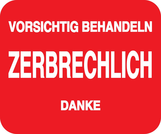 Zerbrechlich - Fragile Aufkleber "VORSICHTIG BEHANDELN ZERBRECHLICH" LO-FRAGILE-H-10000-0-14