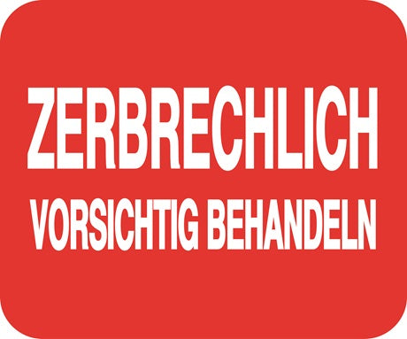 Zerbrechlich - Fragile Aufkleber "ZERBRECHLICH VORSICHTIG BEHANDELN" LO-FRAGILE-H-10500-0-14