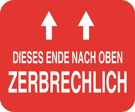 Zerbrechlich - Fragile Aufkleber "DIESES ENDE NACH OBEN ZERBRECHLICH" LO-FRAGILE-H-10700-0-14