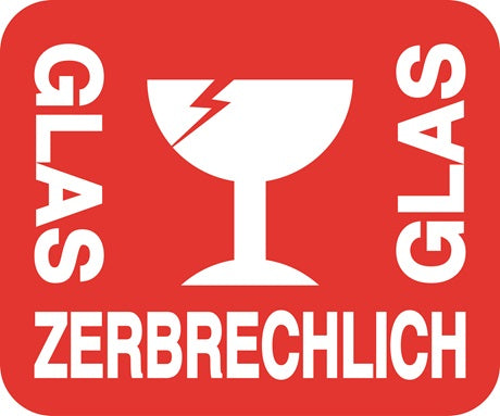 Zerbrechlich - Fragile Aufkleber "GLAS ZERBRECHLICH GLAS" LO-FRAGILE-H-10900-0-14