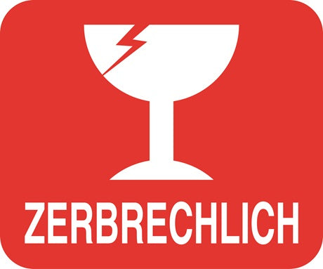 Zerbrechlich - Fragile Aufkleber "ZERBRECHLICH" LO-FRAGILE-H-11000-0-14