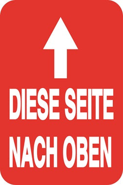 Zerbrechlich - Fragile Aufkleber "DIESES SEITE NACH OBEN " LO-FRAGILE-V-10800-0-14