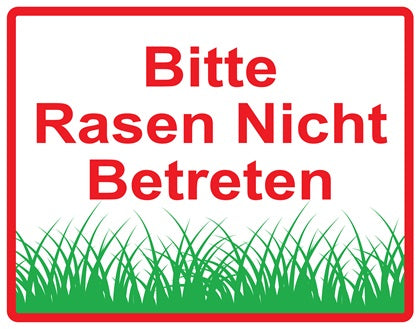 Rasen betreten verboten Aufkleber "Bitte Rasen Nicht Betreten" 10-60 cm aus PVC Plastik, LO-KEEPOFFGRASS-H-10100-14