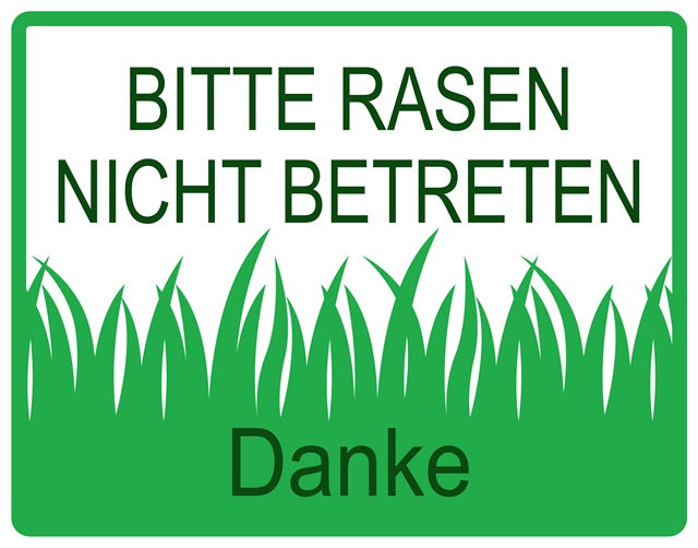 Rasen betreten verboten Aufkleber "Bitte Rasen nicht betreten Danke" 10-60 cm aus PVC Plastik, LO-KEEPOFFGRASS-H-10300-54