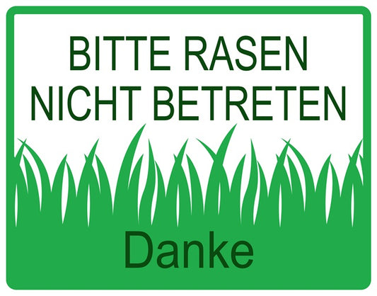 Rasen betreten verboten Aufkleber "Bitte Rasen nicht betreten Danke" 10-60 cm aus PVC Plastik, LO-KEEPOFFGRASS-H-10300-54