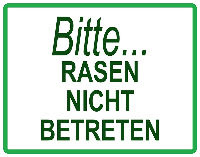 Rasen betreten verboten Aufkleber "Bitte... Rasen nicht betreten" 10-60 cm aus PVC Plastik, LO-KEEPOFFGRASS-H-10500-54