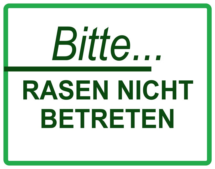 Rasen betreten verboten Aufkleber "Bitte... Rasen nicht betreten" 10-60 cm aus PVC Plastik, LO-KEEPOFFGRASS-H-10600-54