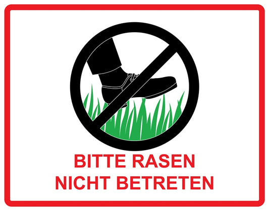 Rasen betreten verboten Aufkleber "Bitte Rasen Nicht Betreten" 10-60 cm aus PVC Plastik, LO-KEEPOFFGRASS-H-10800-14