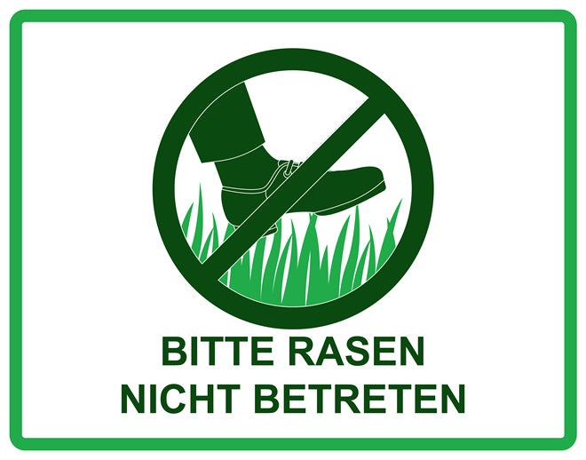 Rasen betreten verboten Aufkleber "Bitte Rasen nicht betreten" 10-60 cm aus PVC Plastik, LO-KEEPOFFGRASS-H-10800-54