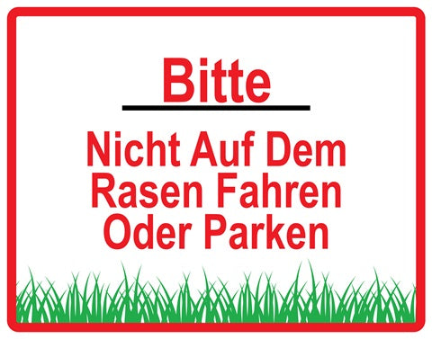 Rasen betreten verboten Aufkleber "Bitte nicht auf dem Rasen fahren oder parken" 10-60 cm aus PVC Plastik, LO-KEEPOFFGRASS-H-11300-14