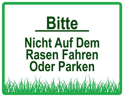Rasen betreten verboten Aufkleber "Bitte nicht auf dem Rasen fahren oder parken" 10-60 cm aus PVC Plastik, LO-KEEPOFFGRASS-H-11300-54