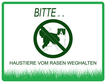 Rasen betreten verboten Aufkleber "Bitte Haustiere vom Rasen weghalten" 10-60 cm aus PVC Plastik, LO-KEEPOFFGRASS-H-12200-54