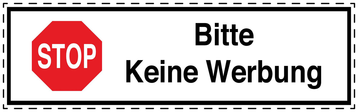 1x Keine Werbung Aufkleber wetterfest LO-KWE-1000-0