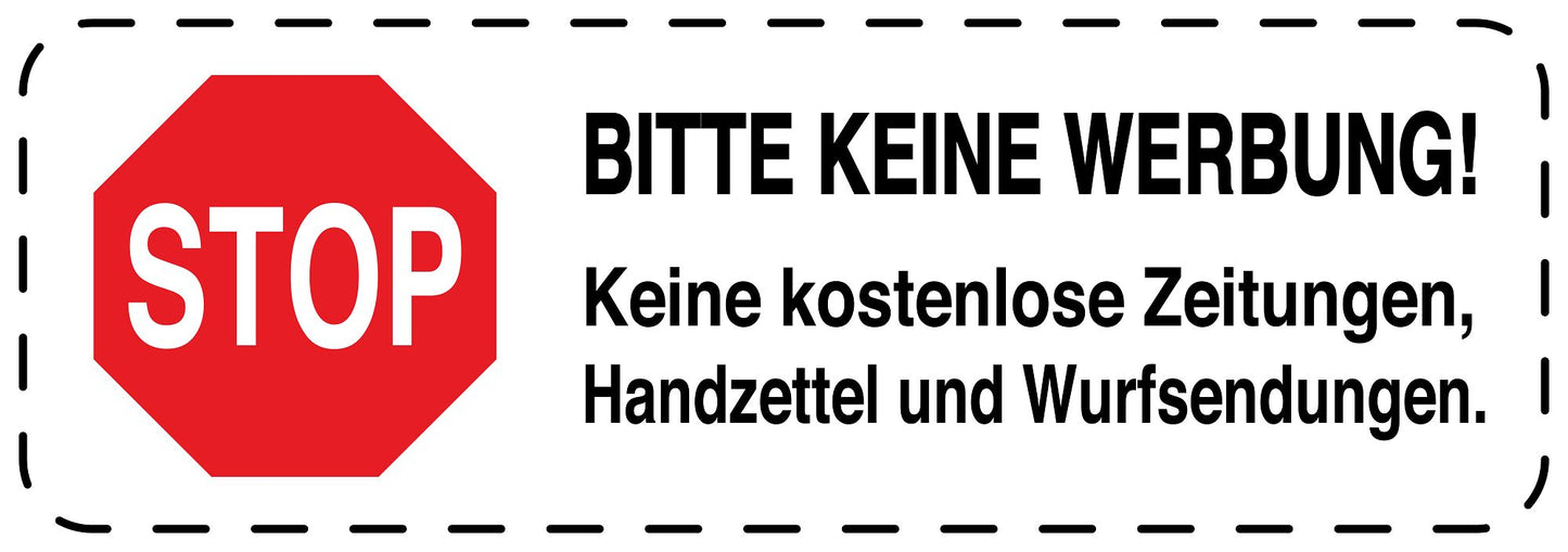 1x Keine Werbung Aufkleber wetterfest LO-KWE-3000-0