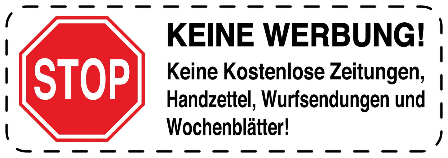 1x Keine Werbung Aufkleber wetterfest LO-KWE-4000-0