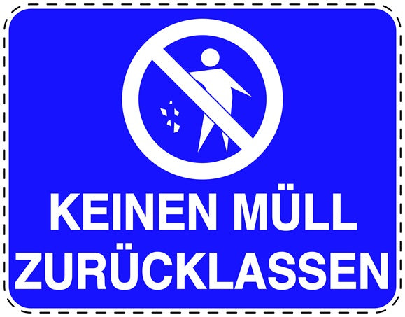 Mülltonnenaufkleber "Keinen Müll zurücklassen" blau, horizontal LO-LITTER-H-10400-44