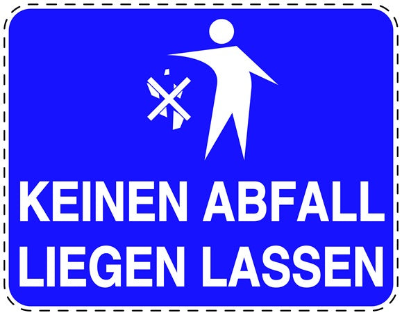 Mülltonnenaufkleber "Keinen Abfall liegen lassen" blau, horizontal LO-LITTER-H-10500-44